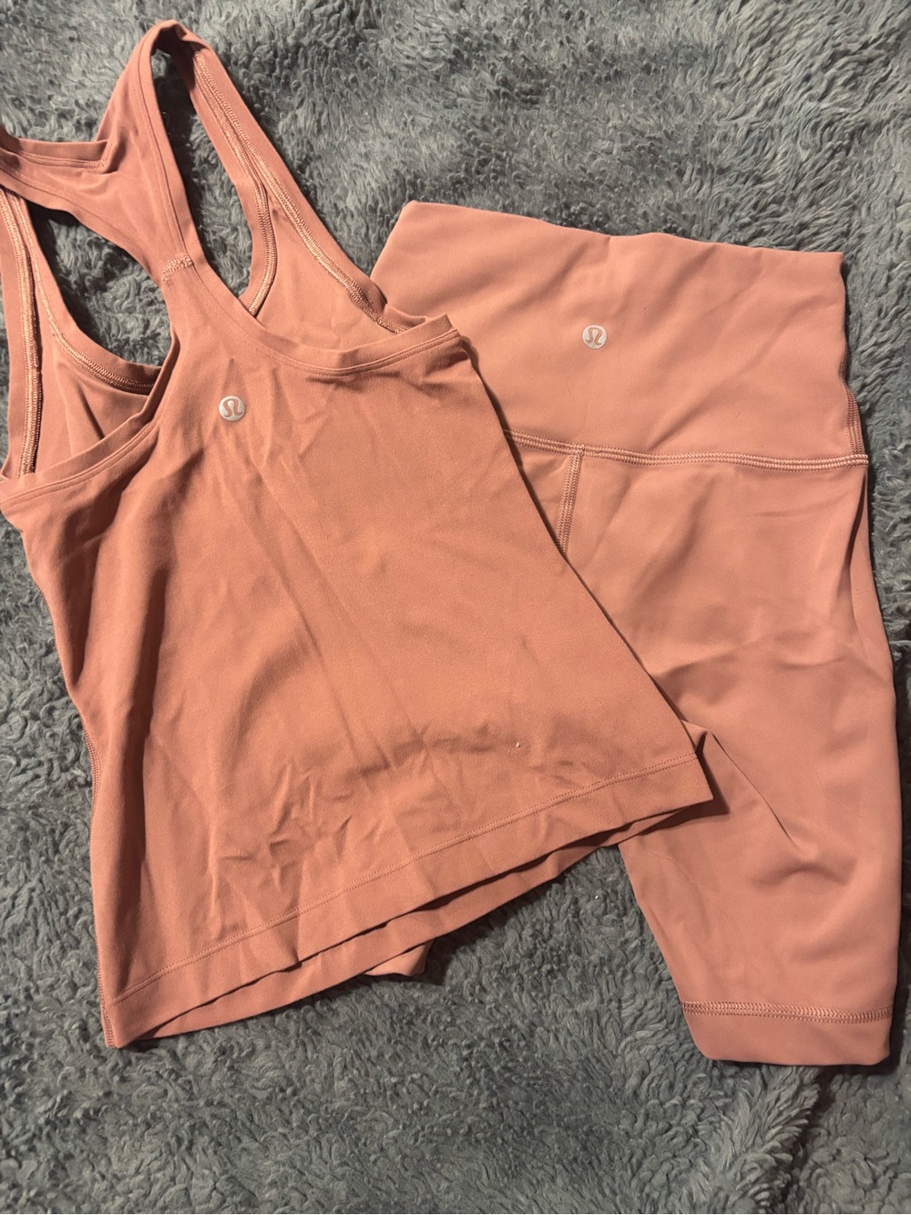 Lululemon Rose Mauve Tank & High-Waist Bike Shorts Set, size 2